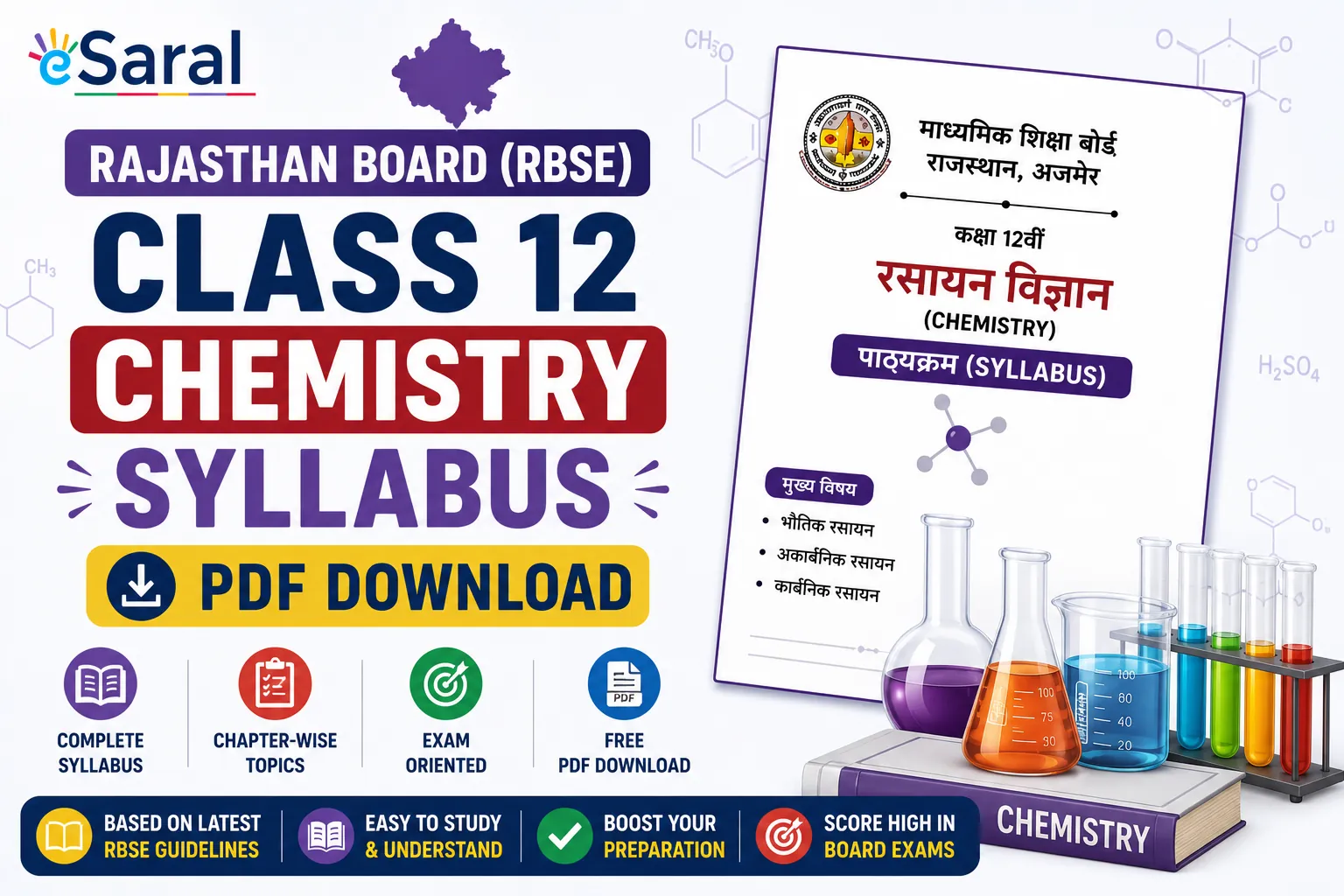 Rajasthan Board (RBSE) Syllabus for Class 12 Chemistry- PDF Download 